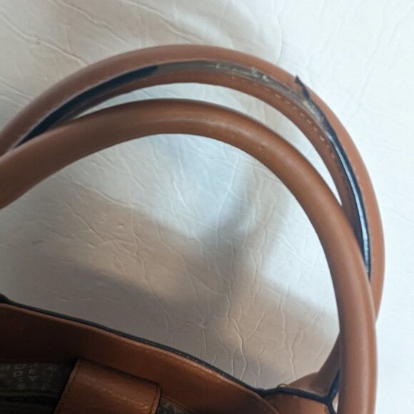 Kate Spade Flynn Street Meriweather Satchel Bag Warm Cognac Tan Braid Weave - Picture 12 of 15